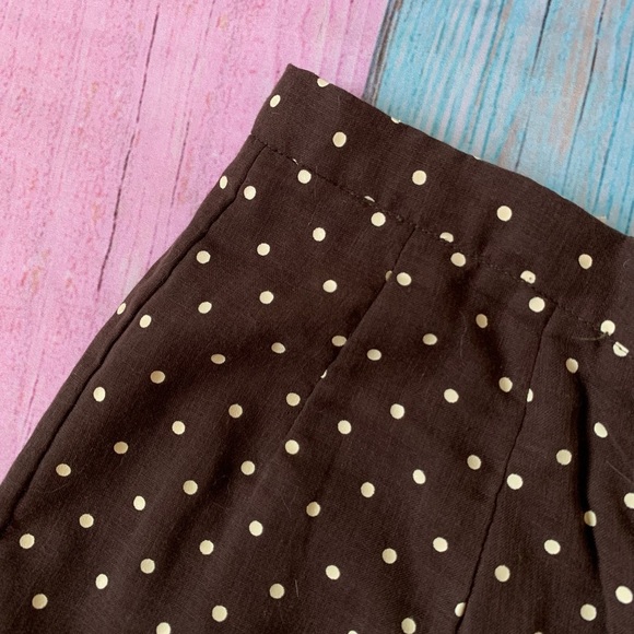 Vintage Brown Polka Dot high waist wide leg Women's Pants - Picture 6 of 7